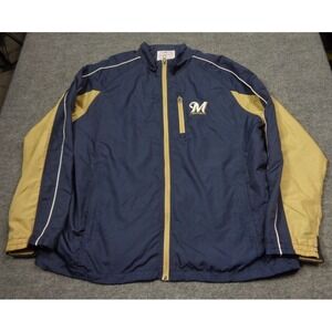 MLB GIII By Carl Banks Milwaukee Brewers Adult XL Jacket Full Zip Windbreaker